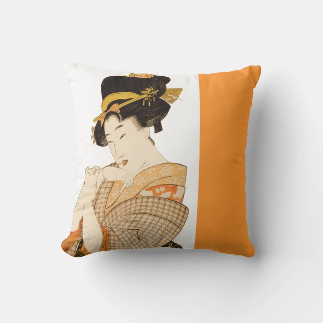 Beautiful Japanese Geisha Design Throw Pillows (Front)