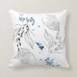 Beautiful Japanese Koi Fish Swimming Cushion