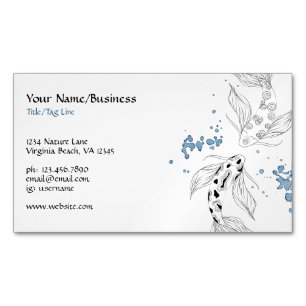 Beautiful Japanese Koi Fish Swimming Magnetic Business Card