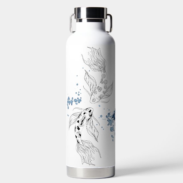 Beautiful Japanese Koi Fish Swimming Water Bottle (Front)