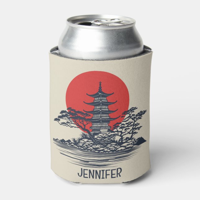 Beautiful Japanese landscape with sunrise  Can Cooler (Can Front)