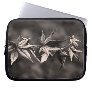 Beautiful Japanese Maple Leaf Portrait Sepia Laptop Sleeve