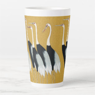 Beautiful Japanese Red Crown Cranes by Ogata Korin Latte Mug