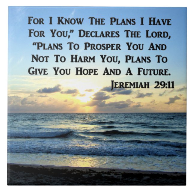 BEAUTIFUL JEREMIAH 29:11 BLUE SKIES CERAMIC TILE (Front)