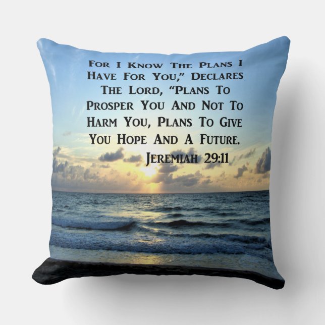 BEAUTIFUL JEREMIAH 29:11 SCRIPTURE VERSE CUSHION (Front)