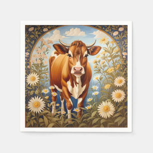 Beautiful Jersey Cow In Daisy field Vintage Napkin