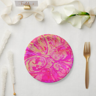 Beautiful Jewel Toned Red & Fuchsia Pink Abstract  Paper Plate