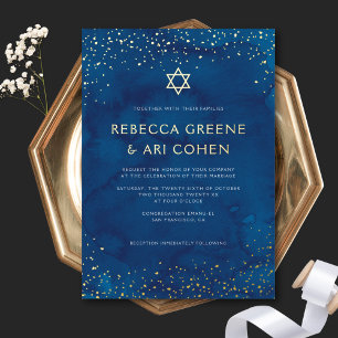 Beautiful Jewish Stary Sky Wedding Dark Blue Gold