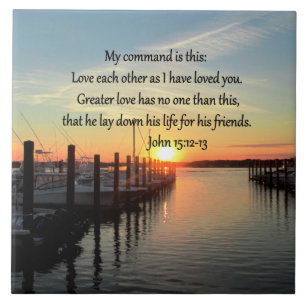 BEAUTIFUL JOHN 15:12 SUNSET PHOTO DESIGN CERAMIC TILE