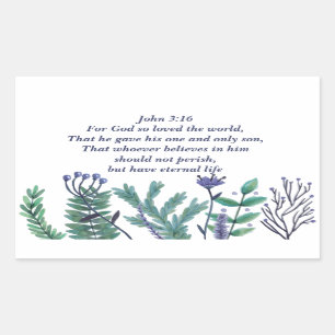 Beautiful John 3:16 For God So Loved the World Rectangular Sticker