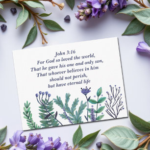 Beautiful John 3:16 Pretty Christian Bible Verse Holiday Postcard