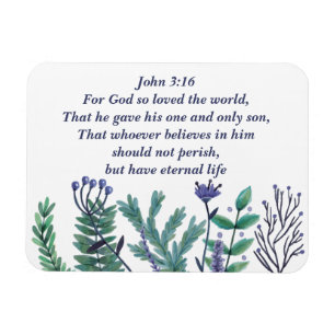 Beautiful John 3:16 Pretty Floral Christian Quote Magnet