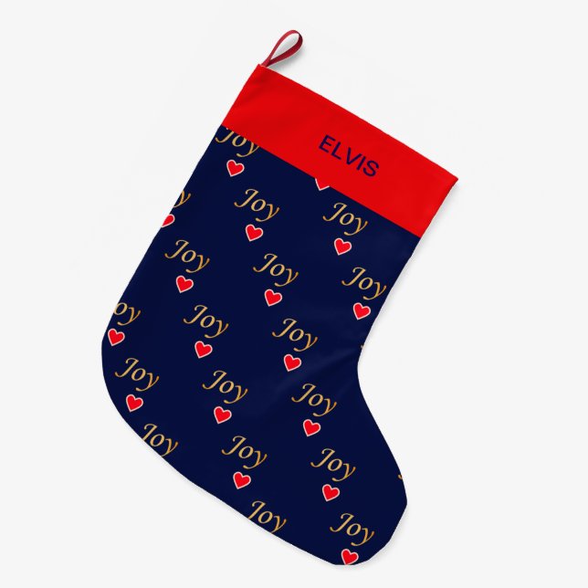 Beautiful Joy Heart Pattern Large Christmas Stocking (Front (Hanging))