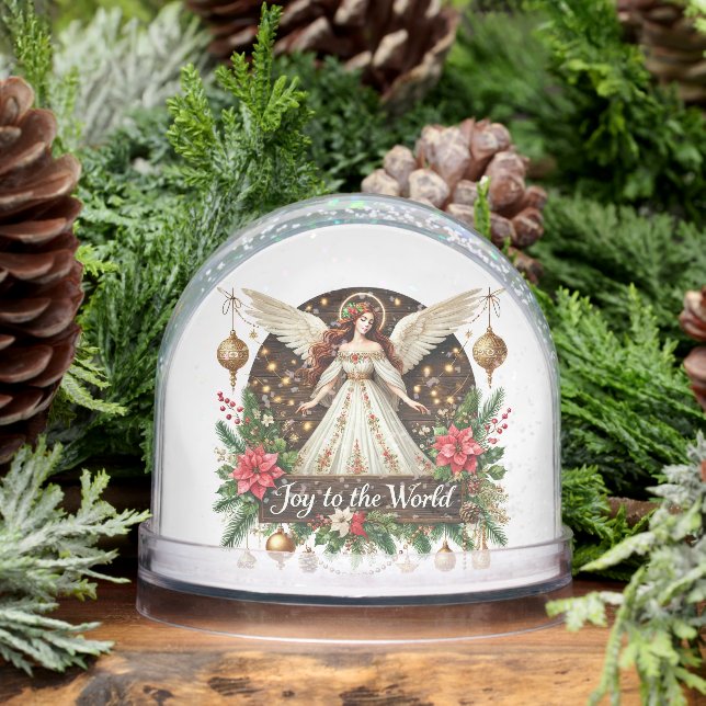 Beautiful Joy to the world Angel add message Snowglobe (Winter)