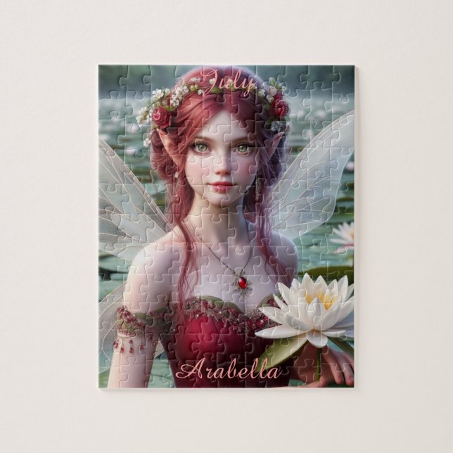 Beautiful July Fairy in Water Lilies Jigsaw Puzzle (Vertical)