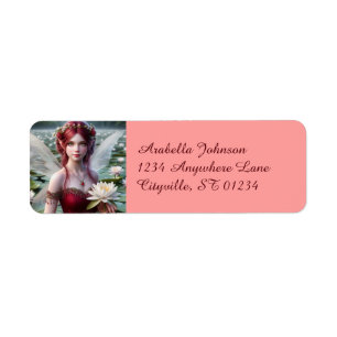 Beautiful July Fairy in Water Lilies Return Address Label