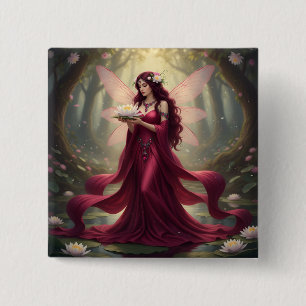 Beautiful July Ruby Fairy 15 Cm Square Badge