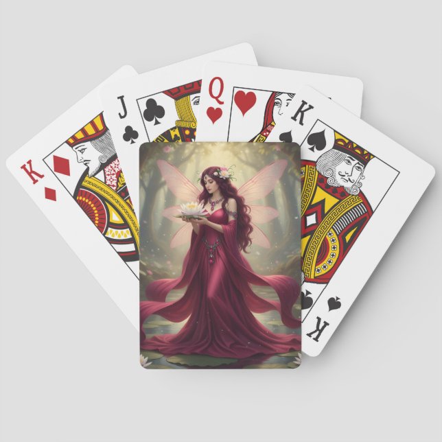Beautiful July Ruby Fairy Playing Cards (Back)