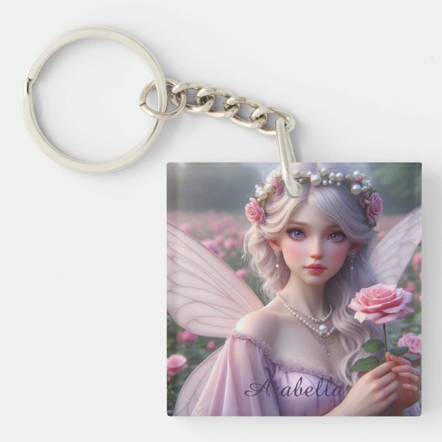 Beautiful June Fairy in Roses Key Ring (Front)