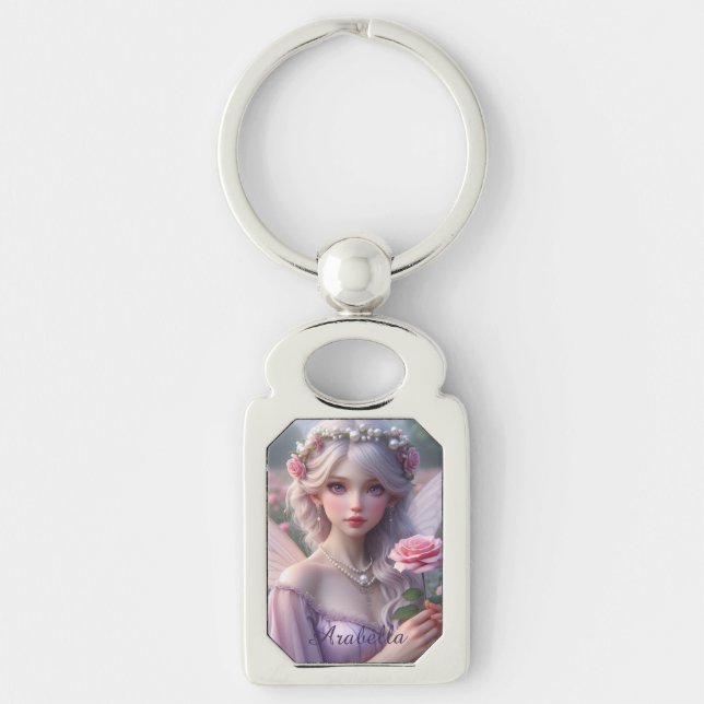 Beautiful June Fairy in Roses Key Ring (Front)