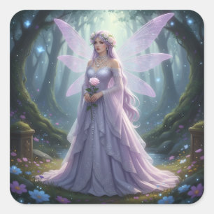 Beautiful June Pearl Fairy Square Sticker