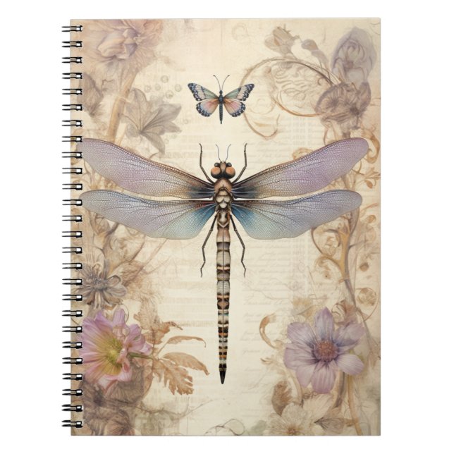 Beautiful Junk Journal With Dragonfly & Butterfly (Front)
