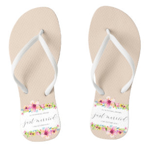 Beautiful Just Married Wedding   Flip Flops
