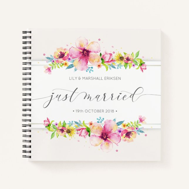 Beautiful Just Married Wedding Guestbook Notebook (Front)