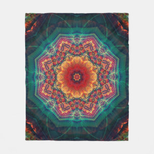 Beautiful kaleidoscope multicolored flower pattern fleece blanket