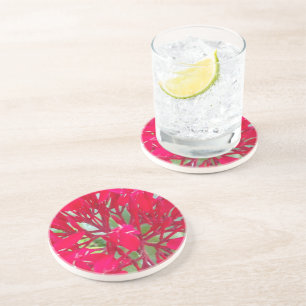Beautiful Kaleidoscope of Colourful Red Milkweed Coaster