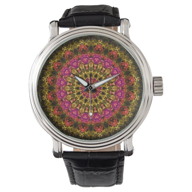 beautiful kaleidoscopic mandala pattern watch (Front)