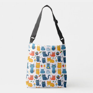 Beautiful kawaii cats, playing with toys white ba Crossbody Bag