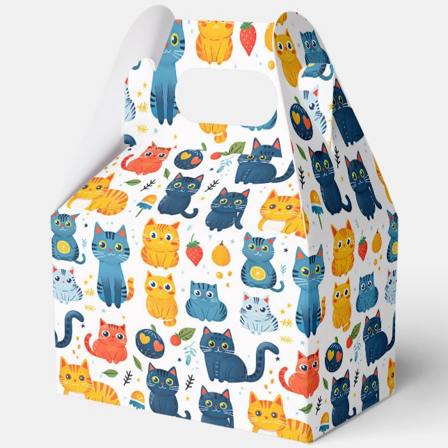  Beautiful kawaii cats, playing with toys white ba Favour Box (Front)