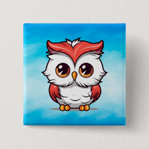 Beautiful Kawaii Style Owl Cartoon 15 Cm Square Badge