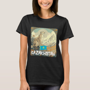 Beautiful Kazakhstan Big Cat Costume with Flag T-Shirt