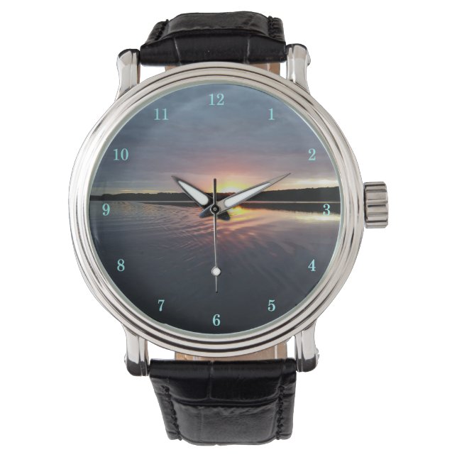 Beautiful Kensington Lake at Sunrise Wrist Watch (Front)