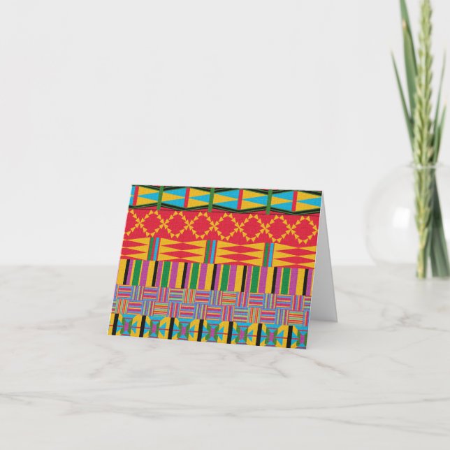Beautiful Kente Cloth Inspired Kwanzaa Wishes Holiday Card (Front)