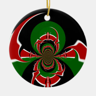 Beautiful Kenya Black Red Green Colour Design Flag Ceramic Tree Decoration