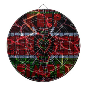 Beautiful Kenya Contemporary National Edgy Flag Dartboard