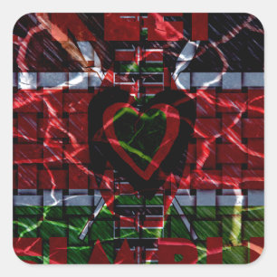 Beautiful Kenya Contemporary National Edgy Flag Square Sticker