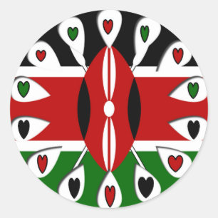 Beautiful Kenya  Lovely Hearts Amazing Pattern Art Classic Round Sticker