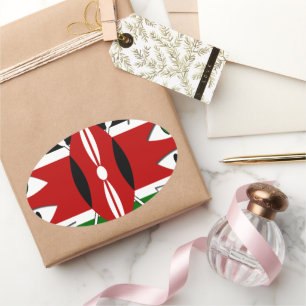 Beautiful Kenya  Lovely Hearts Amazing Pattern Art Oval Sticker