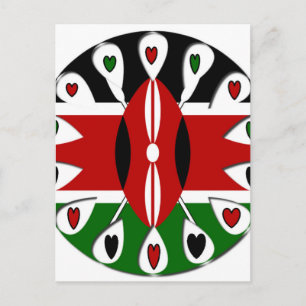 Beautiful Kenya  Lovely Hearts Amazing Pattern Art Postcard