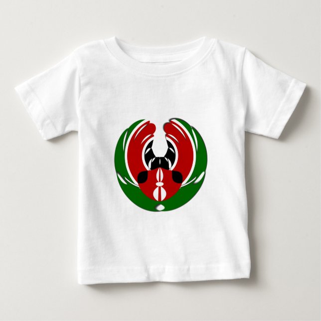 Beautiful Kenya Tapestry: Kenyan Flag Butterfly Mo Baby T-Shirt (Front)