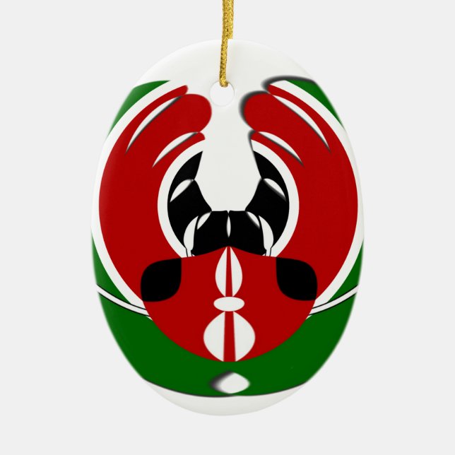 Beautiful Kenya Tapestry: Kenyan Flag Butterfly Mo Ceramic Tree Decoration (Front)