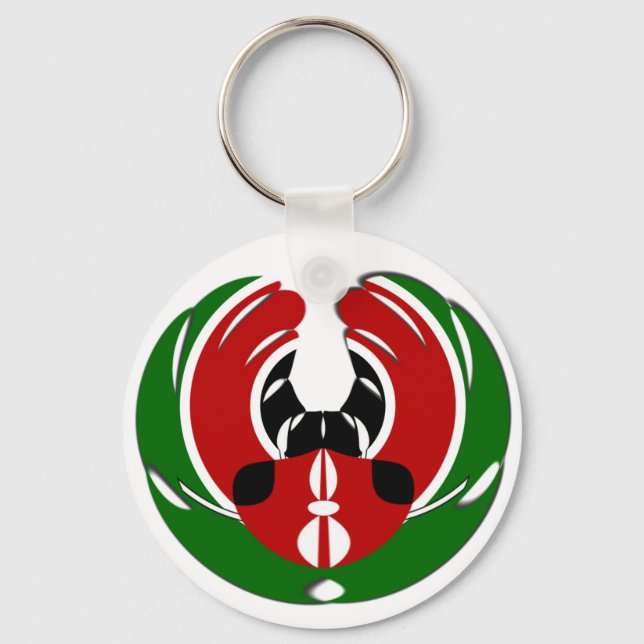 Beautiful Kenya Tapestry: Kenyan Flag Butterfly Mo Key Ring (Front)