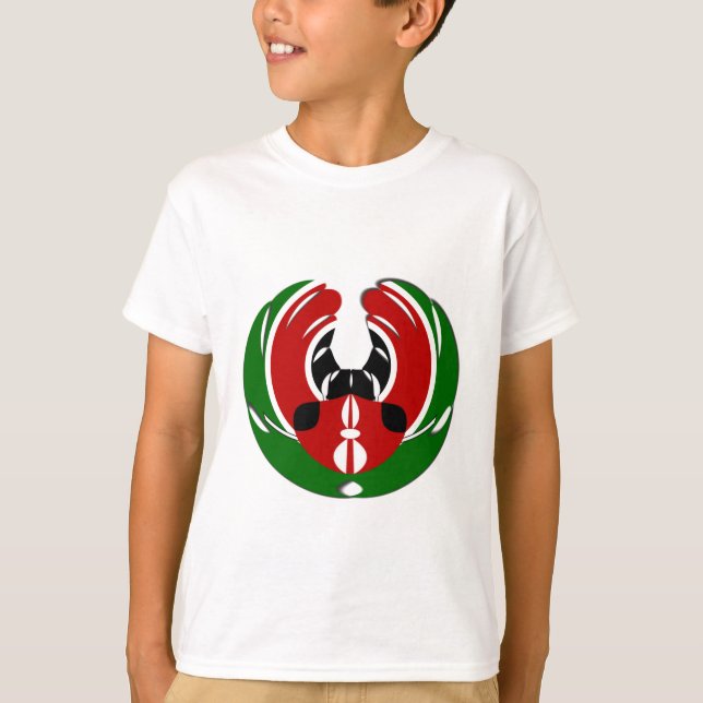 Beautiful Kenya Tapestry: Kenyan Flag Butterfly Mo T-Shirt (Front)