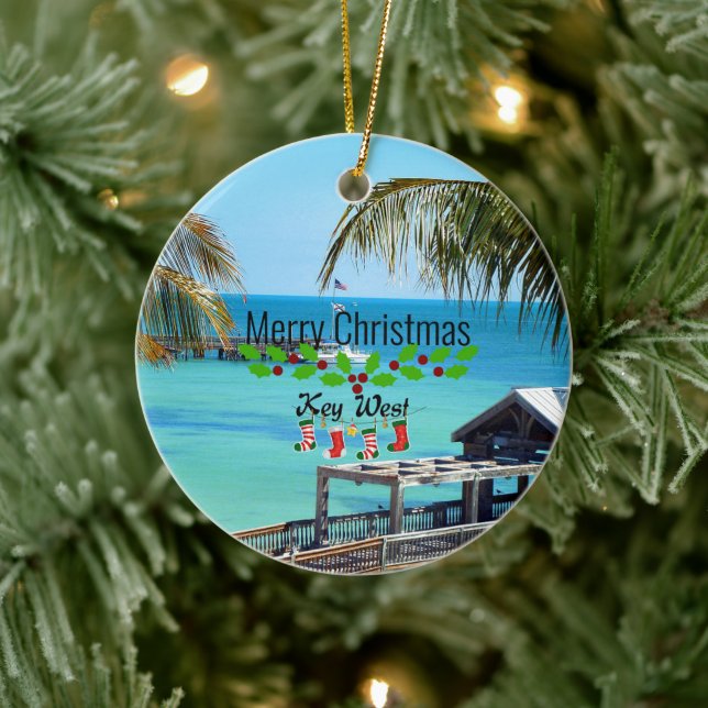 Beautiful Key West Christmas Ceramic Ornament (Tree)