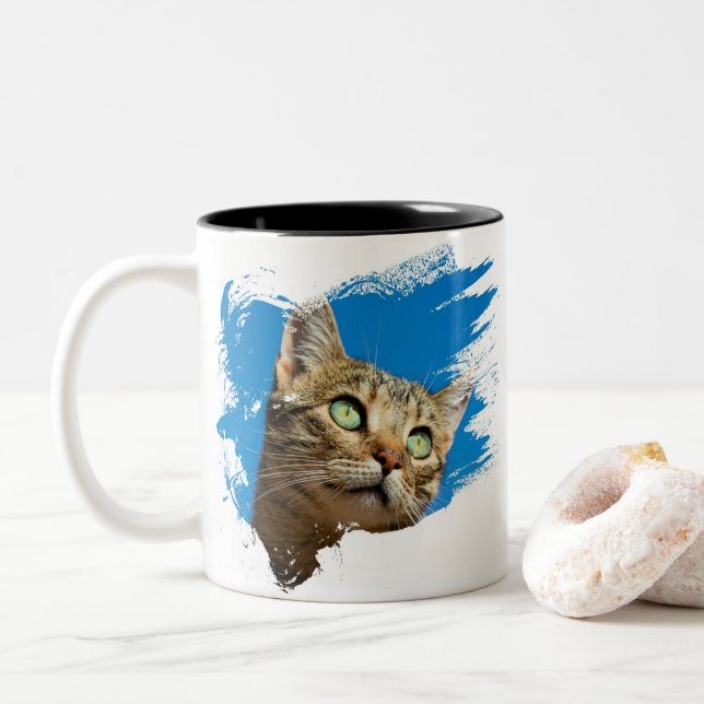 Beautiful Kitten Two-Tone Coffee Mug (With Donut)
