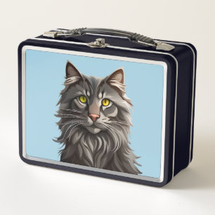 BEAUTIFUL KITTY CAT RETRO METAL LUNCHBOX